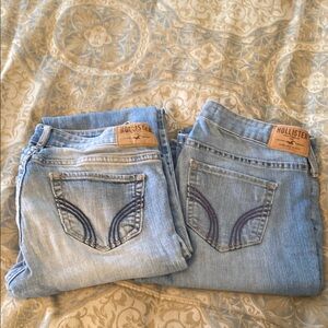 Hollister Blue Straight-Leg Jeans with Distressed Look
